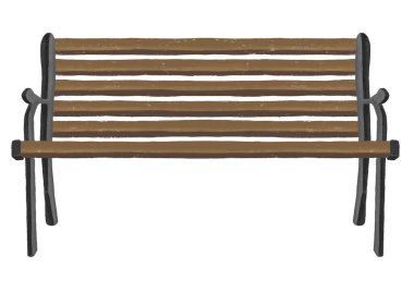 Park bankı retro, elle çizilmiş illüstrasyon. Yüksek kaliteli illüstrasyon