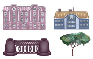  Eski Avrupa evleri. El çizimi çizimi. Yüksek kaliteli illüstrasyon