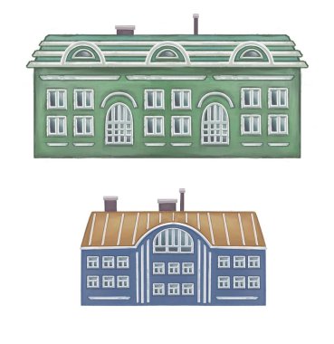 Isolated object of building and front sign. Set of building and roof stock symbol for web. High quality illustration