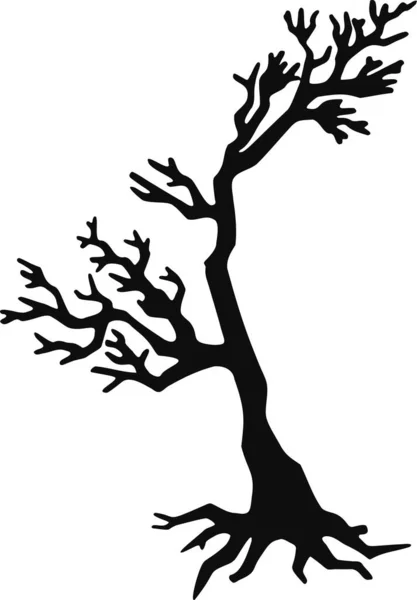 Силуэт Дерева Листьев Вектор Рисования Вручную — стоковый вектор