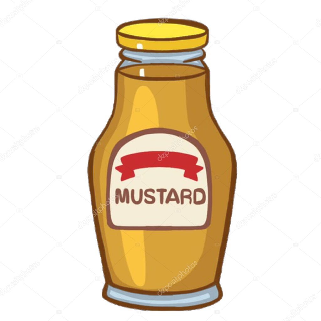 Modern icon of mustard seasoning sauce. White background. High quality illustration