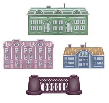 halk dekoratif farklı tasarım vintage evler scetch