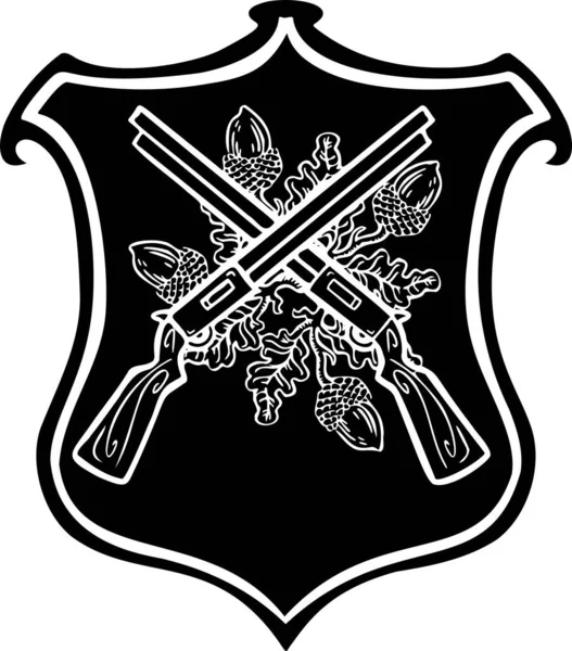 Чорно Білий Лінійний Знак Позначення Герба Мисливців Стрільців Вектор Ілюстрації — стоковий вектор