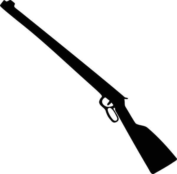 Czarny Biały Liniowy Znak Oznaczenie Sylwetka Strzelba Broń Ręcznie Rysowane — Wektor stockowy