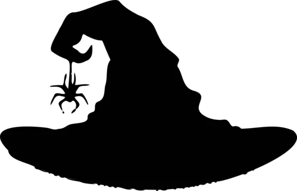 Witch Magic Hat Silhouette Halloween Vector — Stockový vektor