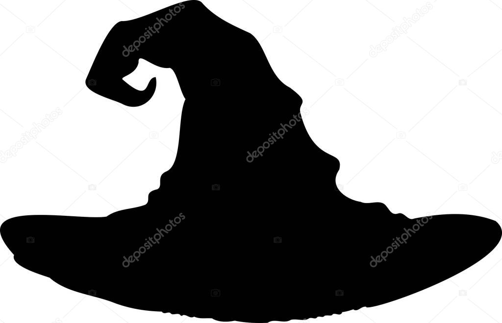 Witch magic hat silhouette halloween vector