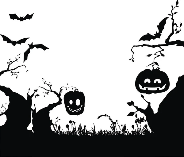 Cornice Vacanza Magica Silhouette Halloween Vector — Vettoriale Stock