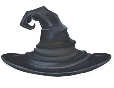 Cadı sihirli şapka cadılar bayramı çizimi. Yüksek kaliteli illüstrasyon