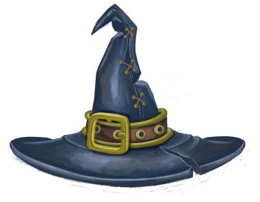 Cadı sihirli şapka cadılar bayramı çizimi. Yüksek kaliteli illüstrasyon