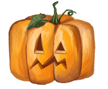 Balkabağı sihirli Cadılar Bayramı illüstrasyonu. Yüksek kalite 