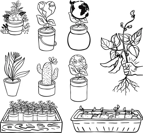 Desenhos engraçados multicoloridos das crianças sobre a ilustração da ecologia — Vetor de Stock