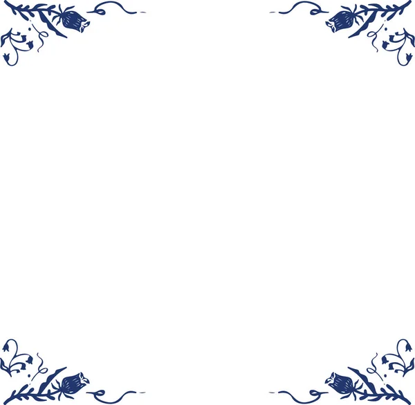 民族の花濃い青のイラスト — ストックベクタ