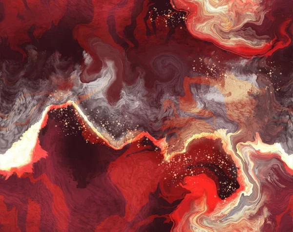 Színes Piros Márvány Tinta Papír Textúrák Sötét Háttérrel Káosz Elvont — Stock Fotó