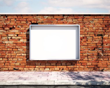 Tuğla duvar üzerinde mockup billboard