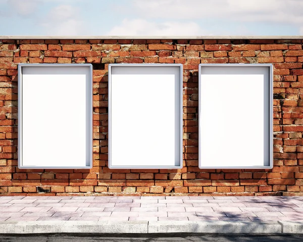 Mockup billboards on brick wall — Stock Photo, Image