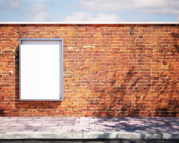 Tuğla duvar üzerinde mockup billboard