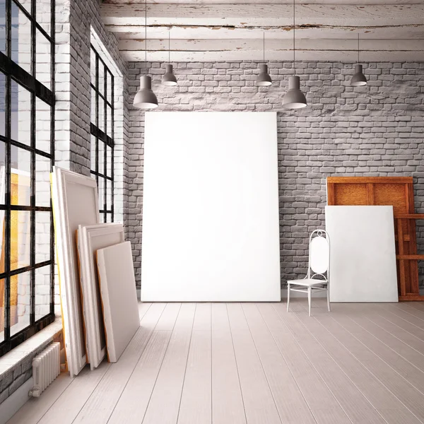 Interno con poster e pittura — Foto Stock