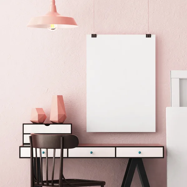 Mockup hippi tarzı çalışma alanında