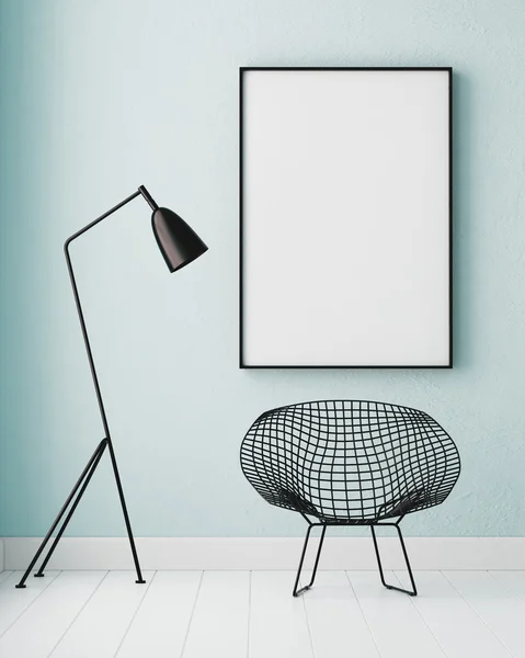Egy poszter és egy lámpa. — Stock Fotó