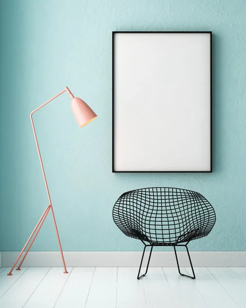 Interieur met een poster en een lamp. — Stockfoto