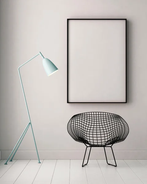 Interno con poster e lampada . — Foto Stock
