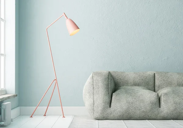 Интерьер с диваном и лампой — стоковое фото