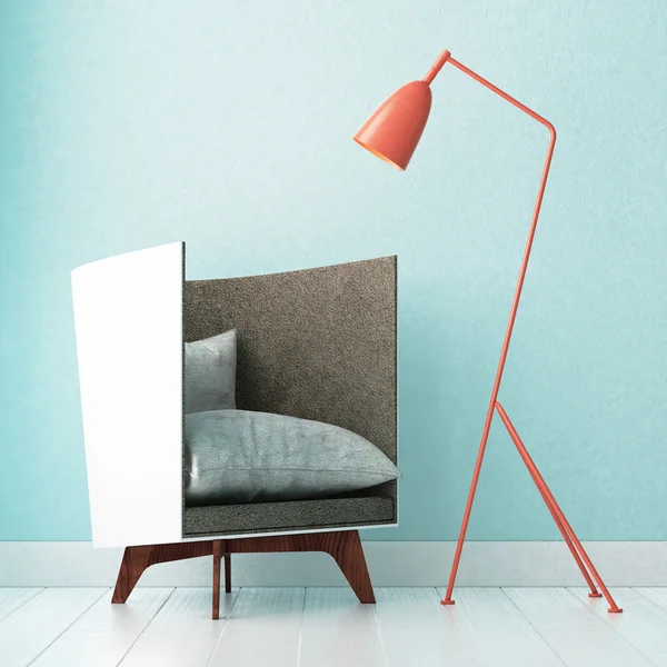 Interiér s křeslo a lampa — Stock fotografie