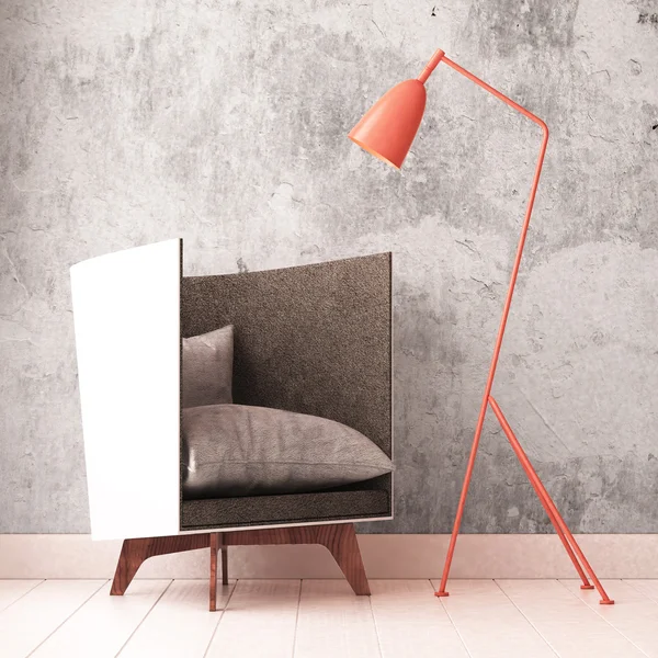 Intérieur avec fauteuil et lampe — Photo