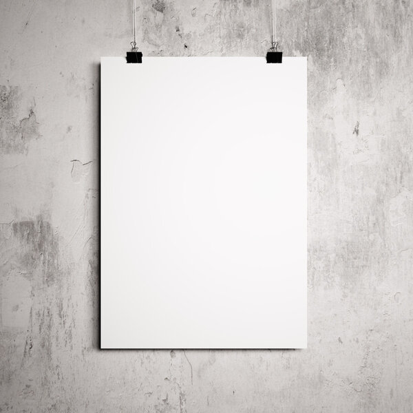 Blank empty poster on clips