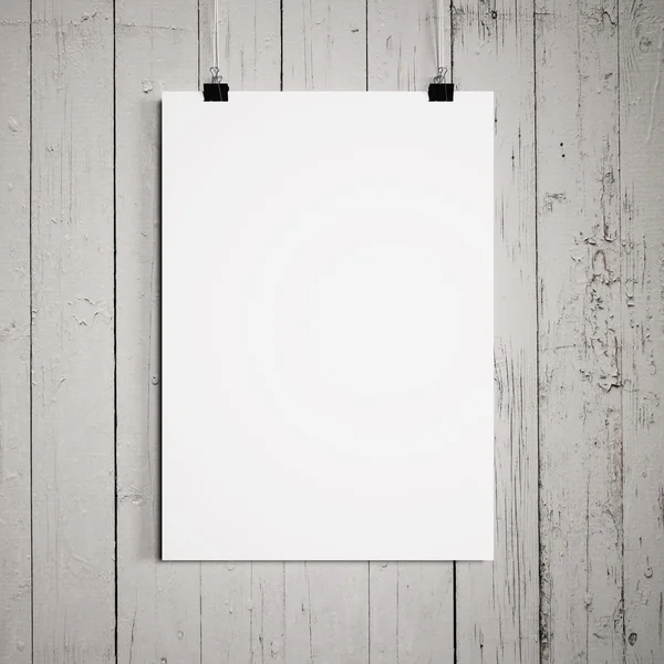 Blank poster on clips — Stock Photo, Image