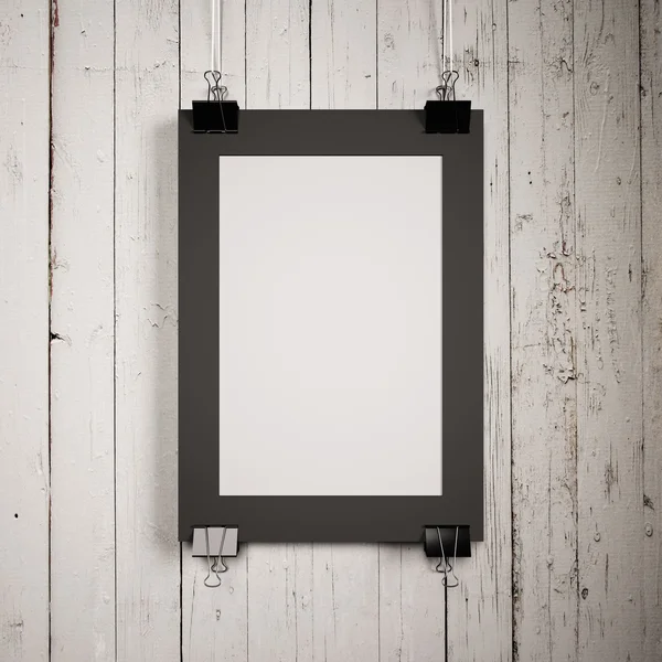 Blank poster on clips — Stock Photo, Image