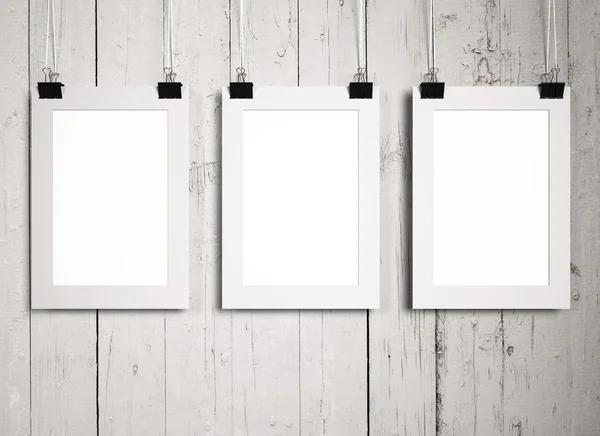 Blank posters on clips — Stock Photo, Image