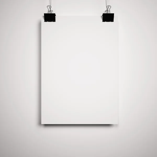 Blank poster on clips — Stock Photo, Image