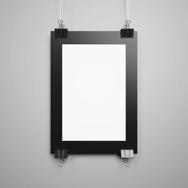 Blank poster on clips — Stock Photo, Image