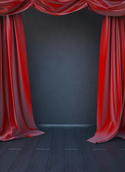 Red curtain on stage — Stock Photo, Image