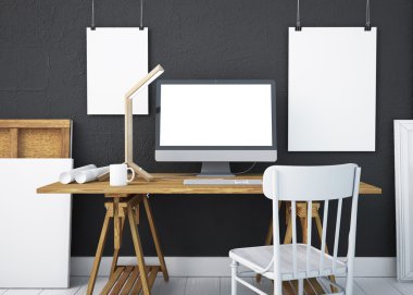Mockup çalışma masası Pc ile