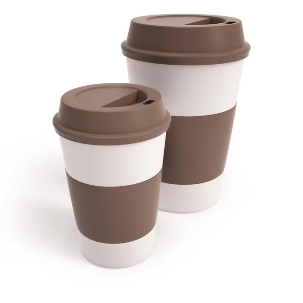Картонні чашки кави з кришками — стокове фото