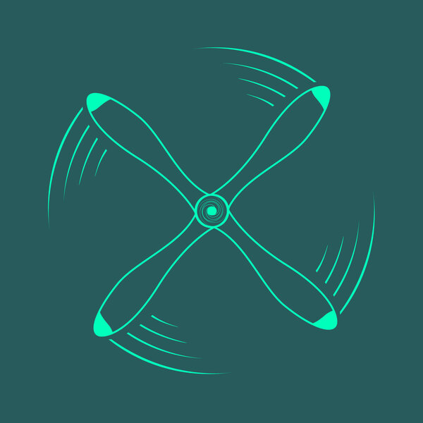 Векторная иллюстрация. Значок вращающийся винт. Символ квадрокопта
