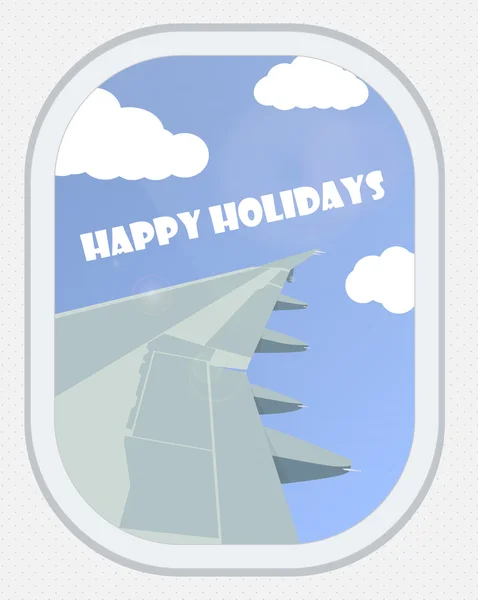 View from the window of an airliner. Happy holidays. Vector. — Stock Vector