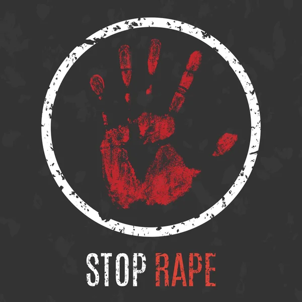 Vectorillustratie. Wereldwijde problemen van de mensheid. Stoppen met verkrachting teken — Stockvector