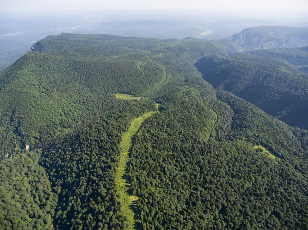 De bergrug gedekt bos. De weg in het bos. Mount — Stockfoto