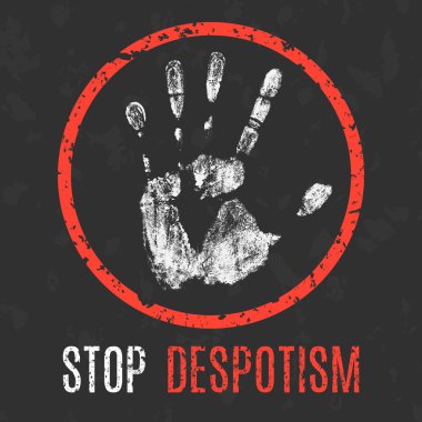 Vektör çizim. İnsanlığın küresel sorunlar. Despotizm durdurmak