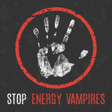 Vector illustration. Global social problems of humanity. Stop energy vampires clipart