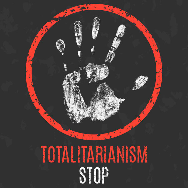 Vector illustration. Global problems of humanity. Stop totalitarianism