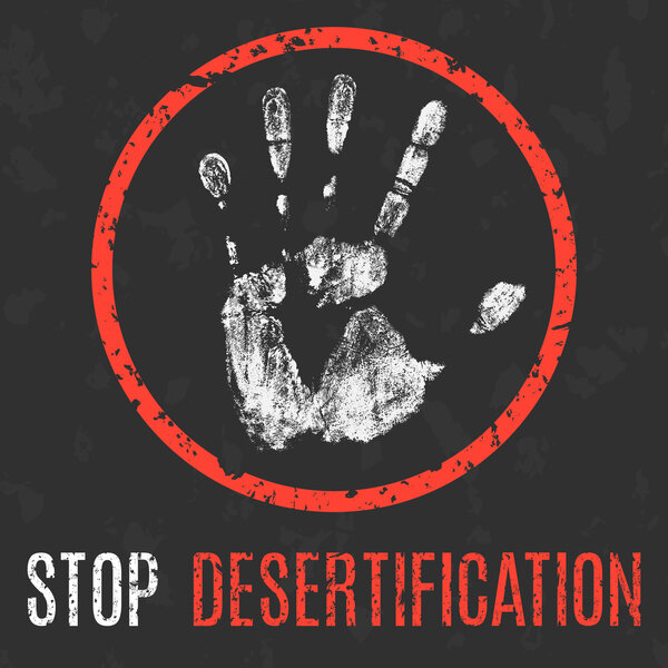 Vector. Global problems of humanity. Stop  desertification