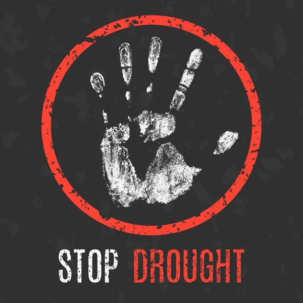 Vectorillustratie. Wereldwijde problemen van de mensheid. Stop droogte. — Stockvector