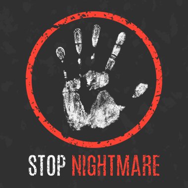 Vektör çizim. Negatif insan Birleşik ve duygular. Ni durdur