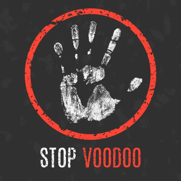 Vector illustration. Global problems of humanity. Stop voodoo — Stock Vector