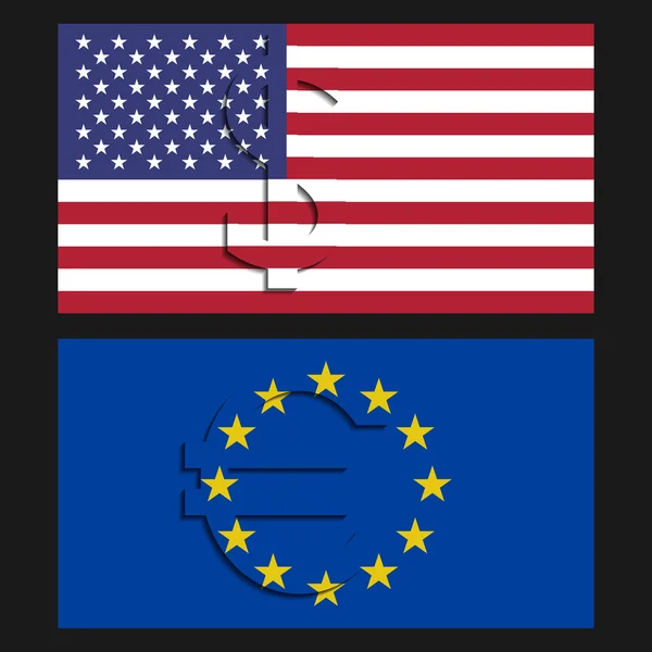Dollar and euro — Stock Vector