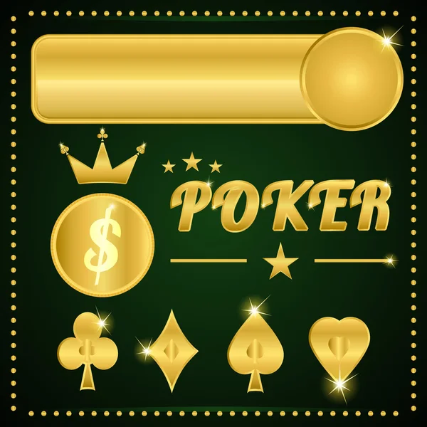 Gold poker items — Stock Vector